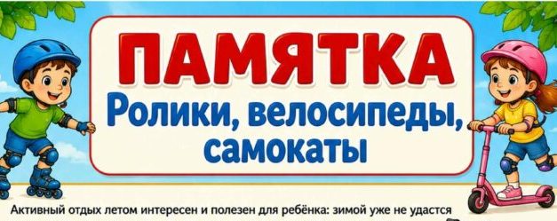 Памятка: Ролики, велосипеды, самокаты